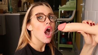 Blowjob Of A Big Toy Dick. My Mouth Is Full Of It Cum. Very Sloppy!