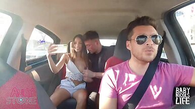 HORNY COUPLE FUCKING IN MY UBER CAR - PART 1