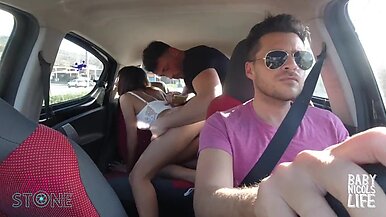 HORNY COUPLE FUCKING IN MY UBER CAR - PART 1